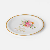 Modern Roze Sinaasappel Bloemen Baby shower Custom Papieren Bordje (Gekanteld)