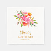 Modern Roze Sinaasappel Bloemen Baby shower Custom Servet (Voorkant)