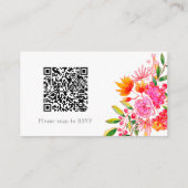 Modern Roze Sinaasappel Bloemen Bruiloft RSVP QR C Informatiekaartje (Achterkant)
