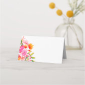 Modern Roze Sinaasappel Bloemen Bruiloft Welkom Plaatskaartje (Voorkant)