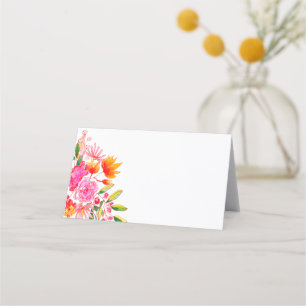 Modern Roze Sinaasappel Bloemen Bruiloft Welkom Plaatskaartje