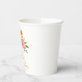 Modern Roze Sinaasappel Bloemen Vrijgezellenfeest  Papieren Bekers (Links)