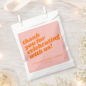 Modern Roze Sinaasappel Retro Baby shower Dank u Bedankzakje (Geknipt)