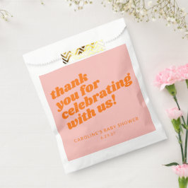 Modern Roze Sinaasappel Retro Baby shower Dank u Bedankzakje