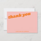 Modern Roze Sinaasappel Retro Baby shower Geperson Bedankkaart (Voorkant)