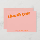 Modern Roze Sinaasappel Retro Baby shower Geperson Bedankkaart (Voorkant / Achterkant)