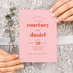 Modern Roze Sinaasappel Trendy Mix Match Bruiloft Kaart<br><div class="desc">Modern Roze Sinaasappel Trendy Mix Match Wedding Invitation beschikt over moderne type paringen in vetgedrukte,  moderne kleuren.</div>