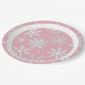  Modern Roze Sneeuwvlokken patroon Papieren Bordje (Gekanteld)
