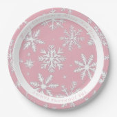  Modern Roze Sneeuwvlokken patroon Papieren Bordje (Voorkant)