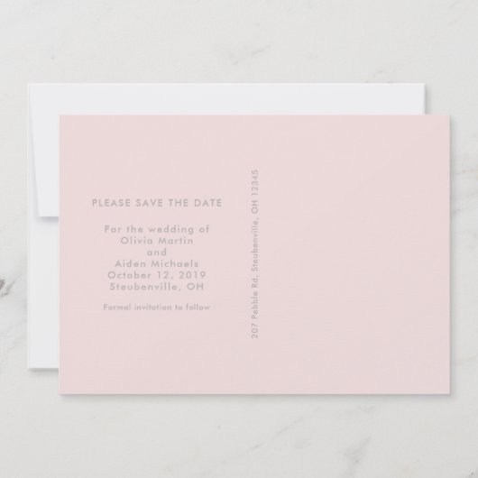 Modern Roze sparen de Datum Save The Date (Achterkant)