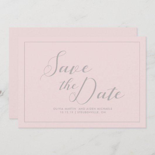 Modern Roze sparen de Datum Save The Date (Voorkant / Achterkant)
