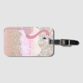 Modern Roze Sparkly Flamingo, Dank u Bagagelabel (Voorkant (horizontaal))