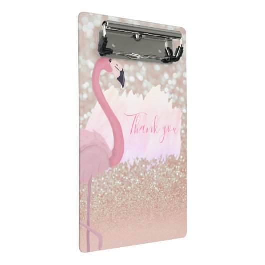 Modern Roze Sparkly Flamingo, Dank u Mini Klembord (Schuin)