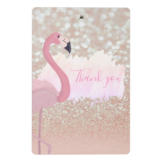 Modern Roze Sparkly Flamingo, Dank u Mini Klembord (Achterkant)