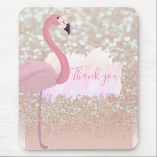 Modern Roze Sparkly Flamingo, Dank u Muismat