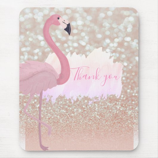 Modern Roze Sparkly Flamingo, Dank u Muismat (Voorkant)