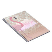 Modern Roze Sparkly Flamingo, Dank u Notitieboek (Rechterzijde)