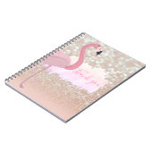 Modern Roze Sparkly Flamingo, Dank u Notitieboek (Linkerzijde)