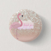 Modern Roze Sparkly Flamingo, Dank u Ronde Button 3,2 Cm (Voorkant)