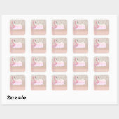 Modern Roze Sparkly Flamingo, Dank u Vierkante Sticker (Vel)
