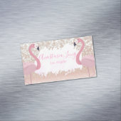 Modern Roze Sparkly Flamingo Magnet Visitekaartje Magnetisch Visitekaartje (Voorbeeld)
