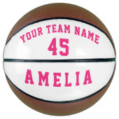 Modern Roze Speler Team Naam Nummer Basketbal (Voorkant)