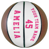 Modern Roze Speler Team Naam Nummer Basketbal (Verticaal)