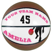 Modern roze speler Team Name Number Girl Basketbal (Voorkant)