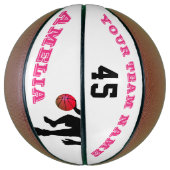 Modern roze speler Team Name Number Girl Basketbal (Verticaal)
