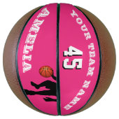 Modern roze speler Team Name Number Girl Basketbal (Verticaal)