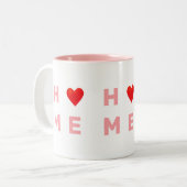 Modern roze startpunt & hart tweekleurige koffiemok (Voorkant links)