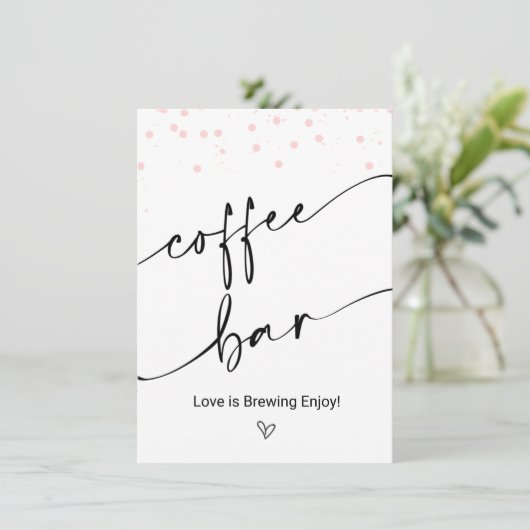 Modern Roze Stippen Coffee Bar Bord  Kaart (Staand voorkant)