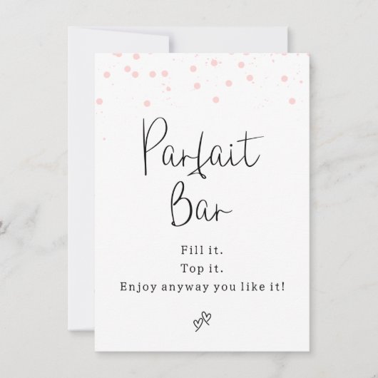 Modern Roze Stippen Parfait Bar Sign Kaart (Voorkant)