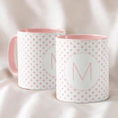 Modern Roze Stippenpatroon Initiële Monogram Mok