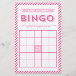Modern roze strepen Baby shower bingogame Briefpapier