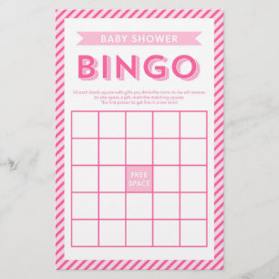 Modern roze strepen Baby shower bingogame Briefpapier