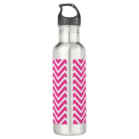 Modern roze stripe monogram op maat waterfles  (Achterkant)