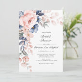 Modern Roze Stusty Blue Floral Vrijgezellenfeest Kaart (Staand voorkant)