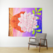 Modern Roze Succulent in een Pot - Abstract Flower Wandkleed (In Situ (horizontaal))