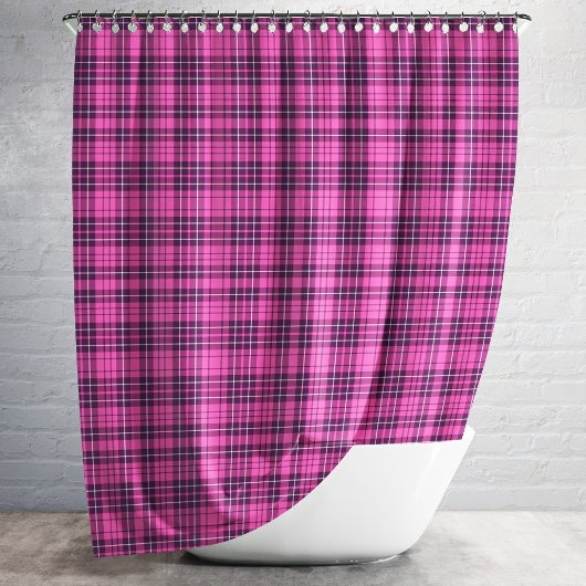 Modern Roze Tartan Plaid Patroon Douchegordijn