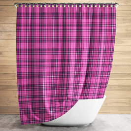 Modern Roze Tartan Plaid Patroon Douchegordijn