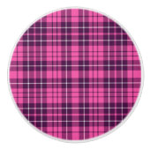 Modern Roze Tartan Plaid Patroon Keramische Knop (Voorkant)
