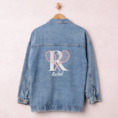 Modern Roze Tennis Gepersonaliseerde Monogram Naam Denim Jacket (Hangar)