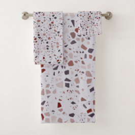Modern roze terrazzo printpatroon bad handdoek