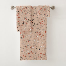Modern roze terrazzo printpatroon bad handdoek