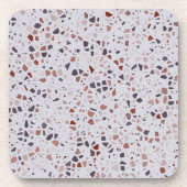 Modern roze terrazzo printpatroon bier onderzetter (Voorkant)