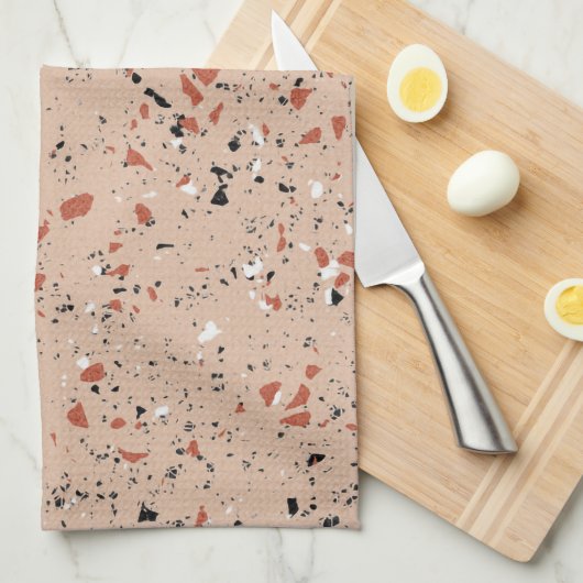Modern roze terrazzo printpatroon theedoek (Quarter Fold)