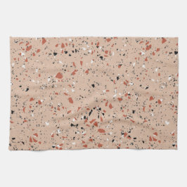 Modern roze terrazzo printpatroon theedoek