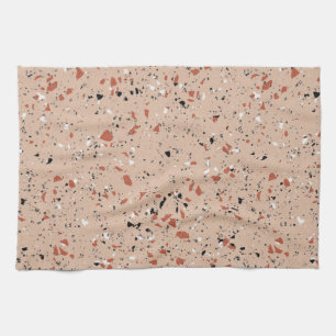 Modern roze terrazzo printpatroon theedoek