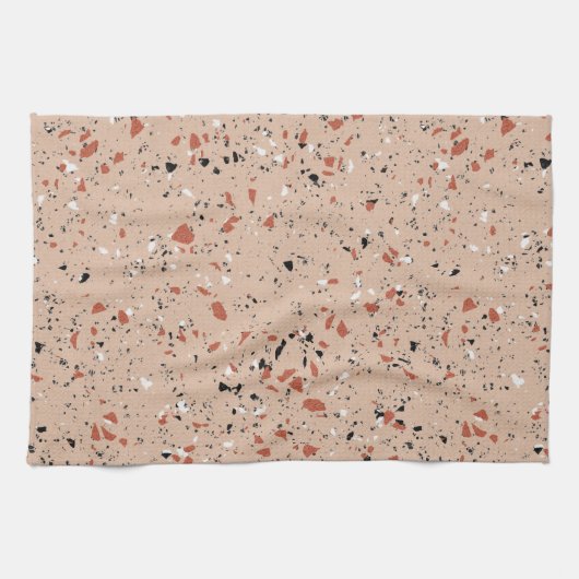 Modern roze terrazzo printpatroon theedoek (Horizontaal)